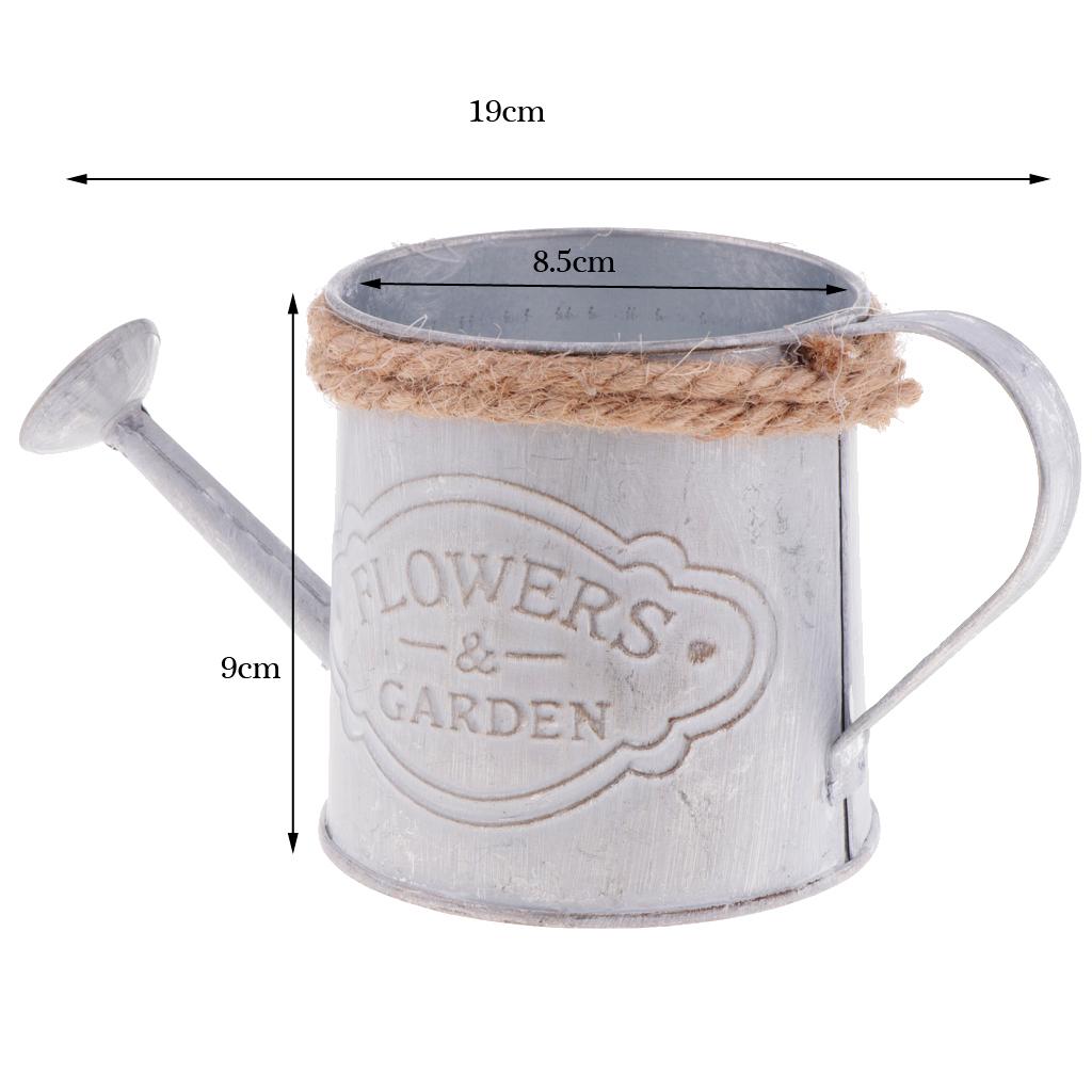 Watering Kettle Shaped Metal Flower Plant Bucket Pot Garden Decor