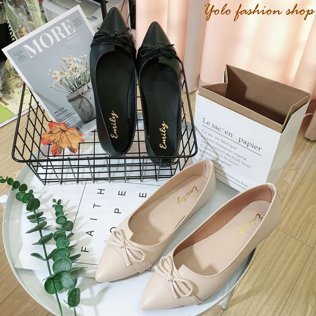 Hình thật-B8-Giày bệt búp bê nữ đính nơ hàng VNXK siêu mềm êm chân