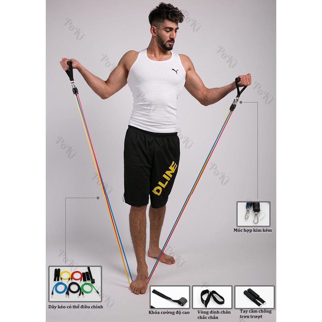 Bộ 5 Dây Ngũ Sắc Kháng Lực Đa Năng Tập Full Body Tại Nhà - Dụng Cụ Tập Gym Cao Cấp