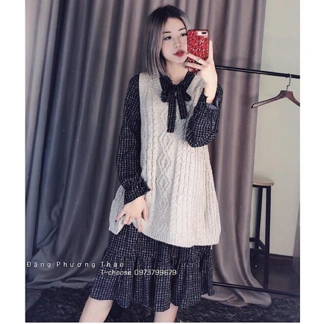 SÉT VÁY KẺ PHỐI GILE LEN SIÊU ĐẸP HÀNG QUẢNG CHÂU