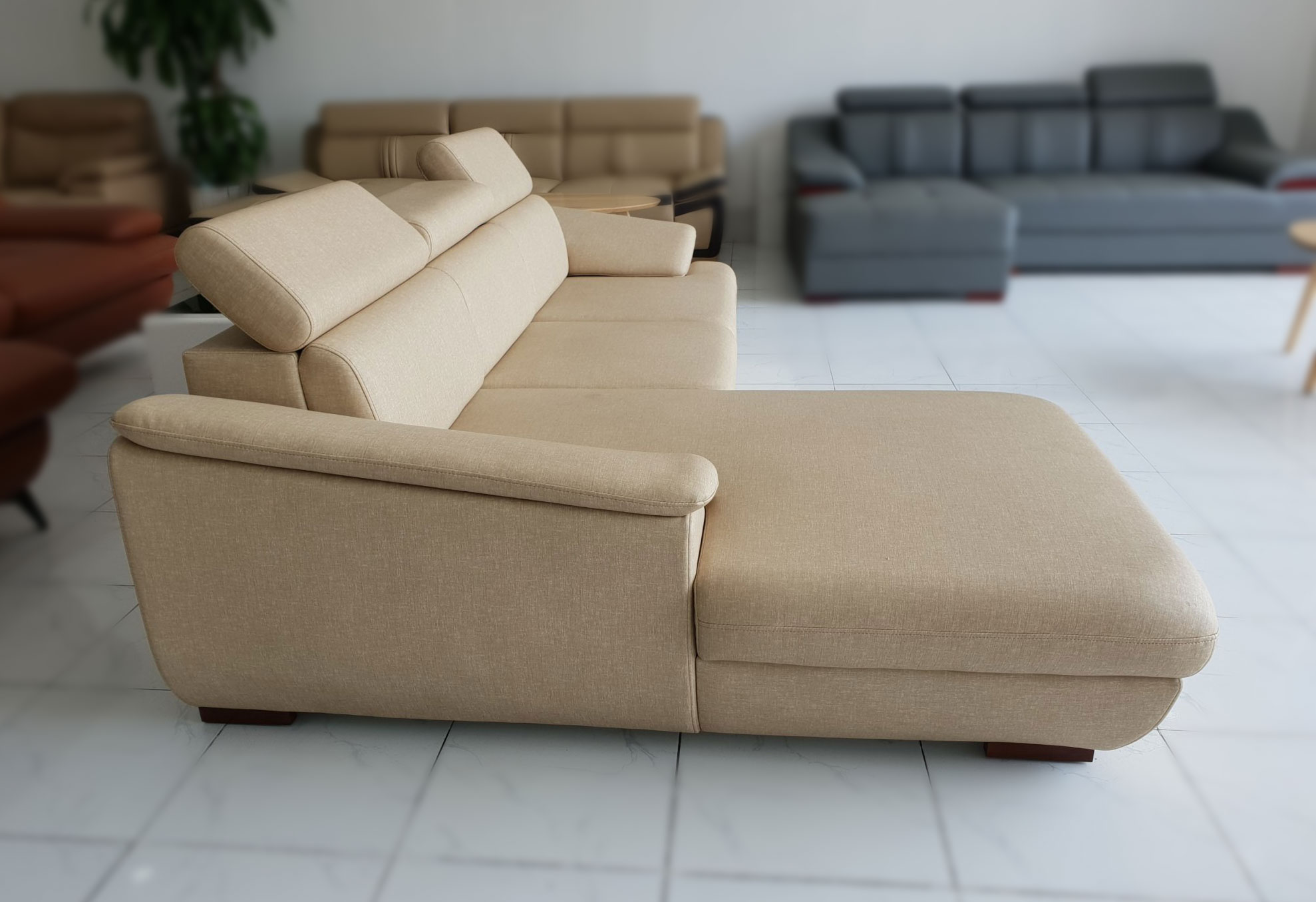 Ghế Sofa Cao Cấp _ Da Hàn Quốc _ Màu Kem _ Size 2500 x 1600