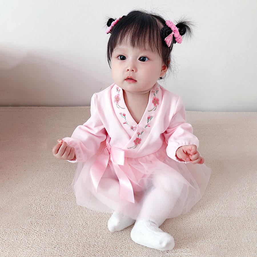 Body sườn xám dâu tây, đáng yêu phong cách trung quốc cho bé yêu