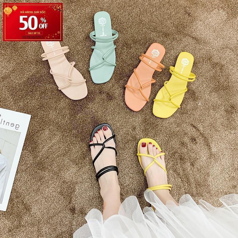 - Sandal Bệt Quai Chéo Da Mềm Nữ Đi 2 Thiết Kế Trẻ Trung - 3182