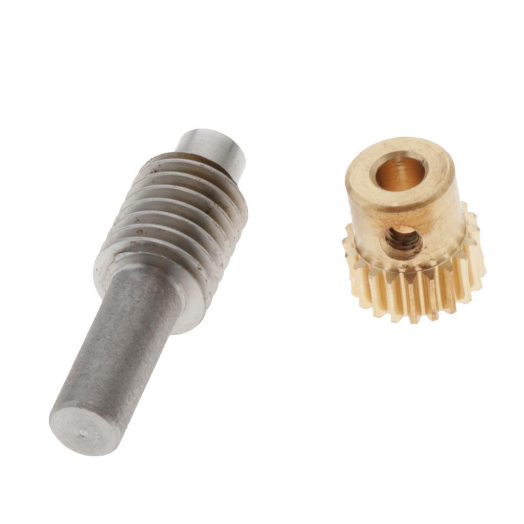 2-4pack 0.5 Modulus Brass Worm Gear Wheel + Gear Shaft Set 20 Tooth
