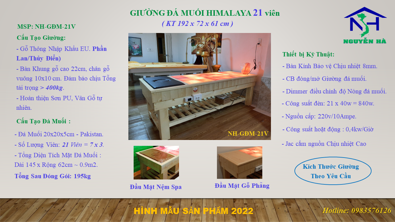 HD_Giường Đá Muối Himalaya Nguyễn Hà 21 Viên_NH-GĐM-21V