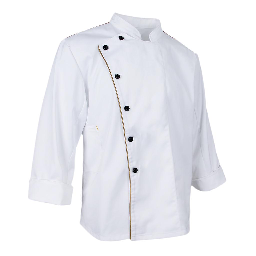 Men Women Stand Collar Long Sleeve Chef Coat Uniform Top4 Colors Choose