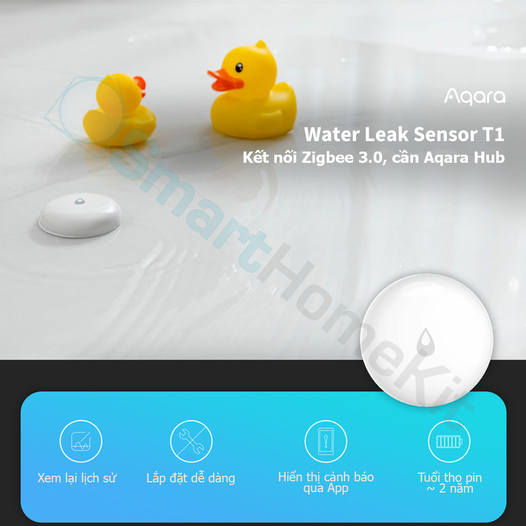 Cảm biến nước Aqara Water Leak Sensor T1 Zigbee hỗ trợ OTA Hàng Chính Hãng Quốc Tế