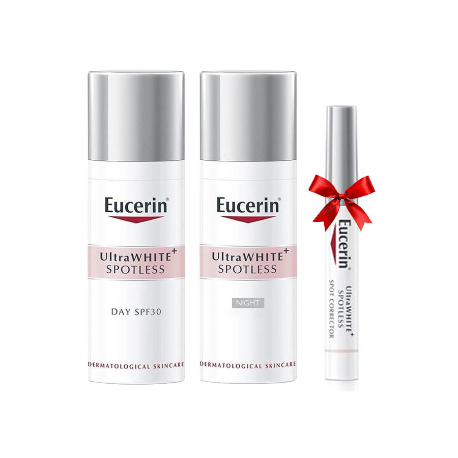 Bộ trắng da, ngăn ngừa vết nám ngày đêm EUCERIN ULTRAWHITE SPOTLESS + Tặng bút tinh chất giảm nám EUCERIN ULTRAWHITE SPOTLESS SPOT CORRECTOR 5ml