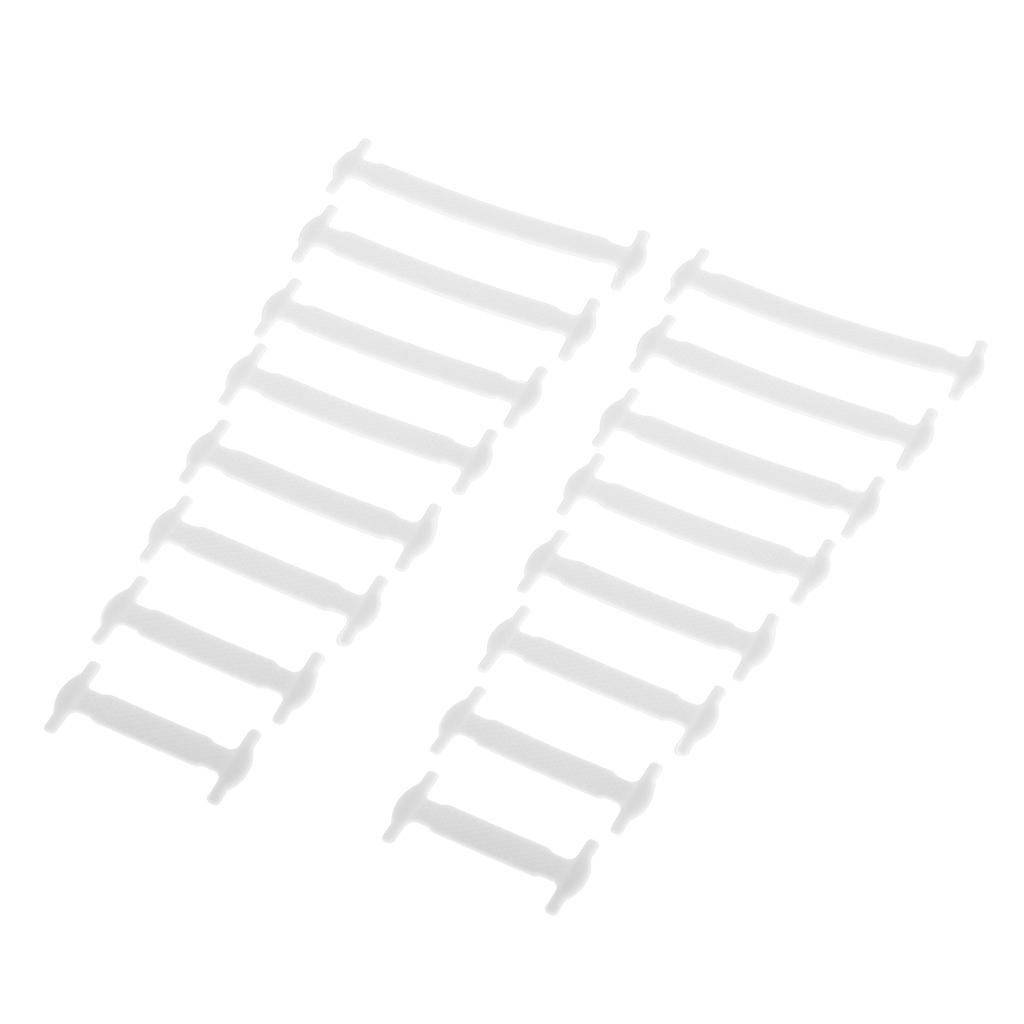 2x16 Pieces Elastic Silicone Shoelaces No Tie Shoe Laces Unisex White