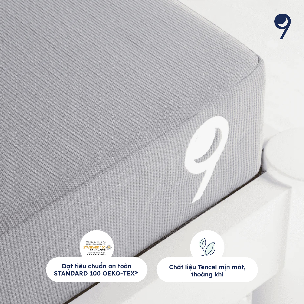 [Phụ Kiện Nệm] Áo Nệm Nest Ru9, Bảo Vệ Nệm Tuyệt Đối, Chất Liệu Tencel Dệt Kim Xám Sang Trọng