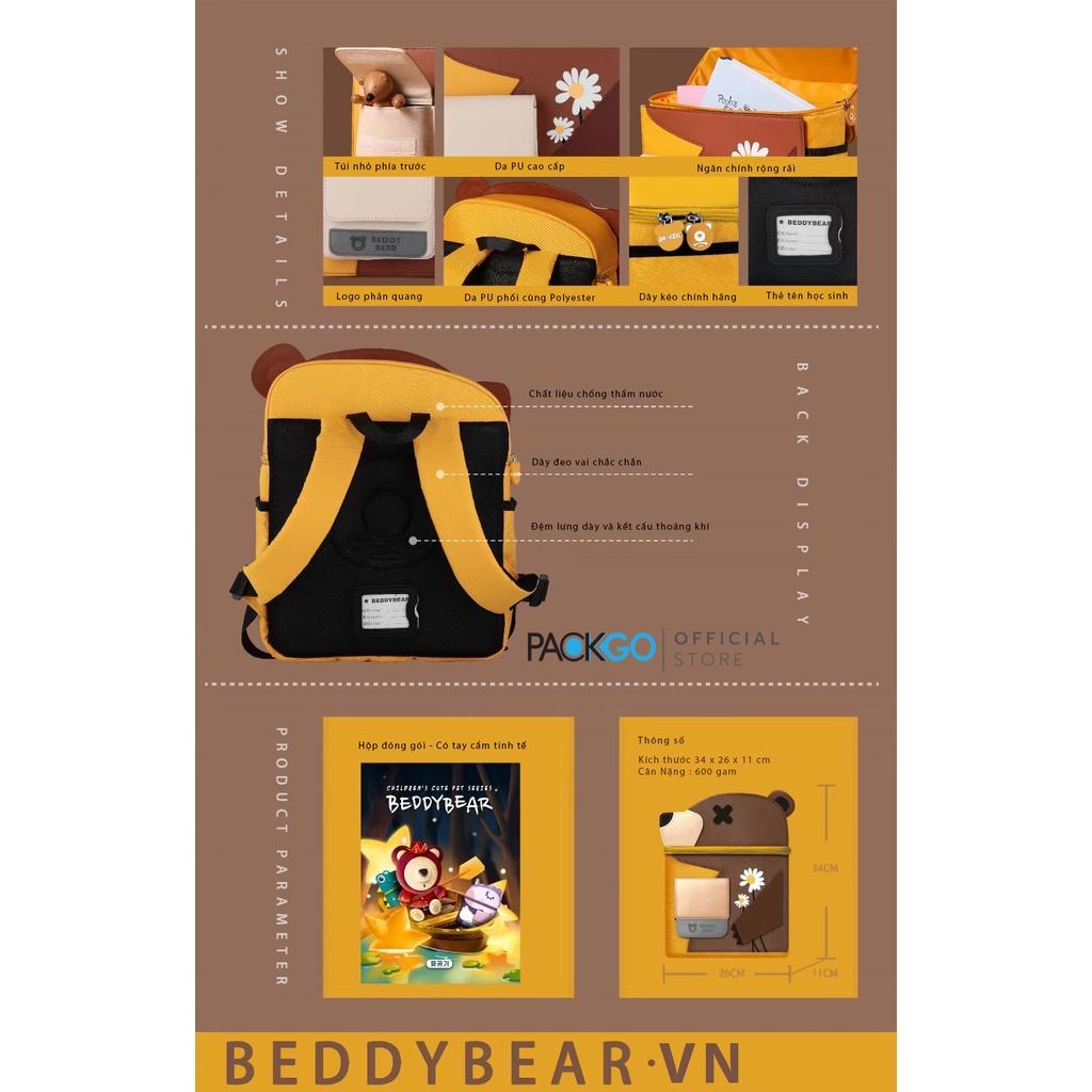 Balo Beddy Bear cho Bé học Mẫu giáo Từ 05 tuổi trở lên Cute Bag 2.0 họa tiết Gấu Nâu - Thiết kế chống gù lưng - Bảo hành chính hãng 2 năm