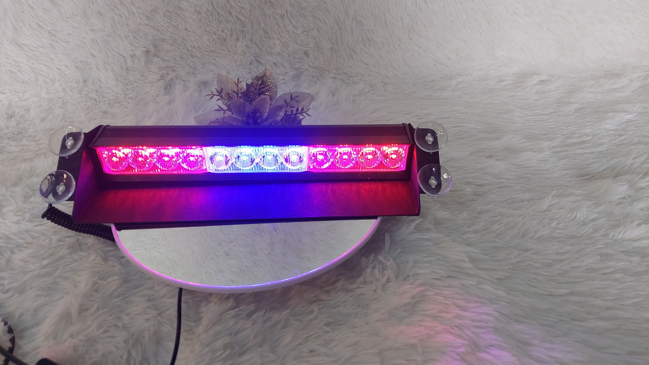 Đèn nháy xanh đỏ - Đèn chớp Police nháy xanh đỏ 12W 12LED gắn kính cho xe ưu tiên.