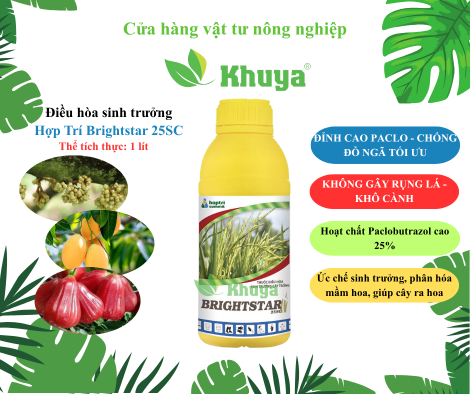 Điều hòa sinh trưởng Hợp Trí BrightStar 25SC 1 lít Paclo 25% dang nước