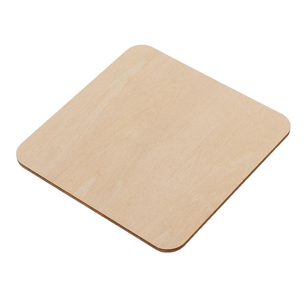 3xSquare MDF Unfinished Wood Pieces Blank Plaque DIY Craft 100x100mm 3 Pieces