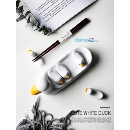 Đồ gác đũa muỗng, kê đũa bằng sứ hình đàn vịt siêu dễ thương Cute Duck mã AZDTT002
