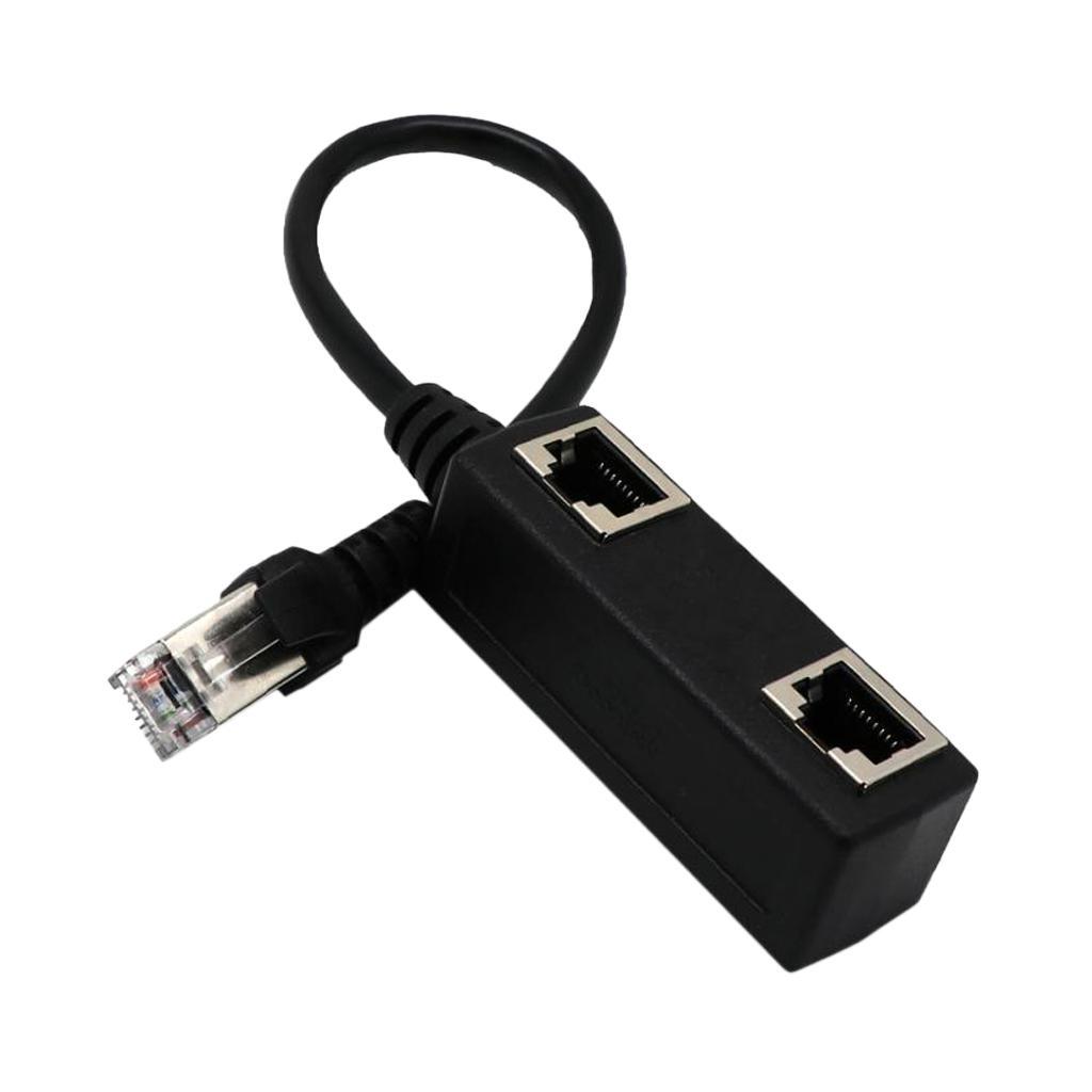 1 to 2 Port Ethernet Switch Y Splitter Adapter Cable for CAT 5/ 6 LAN