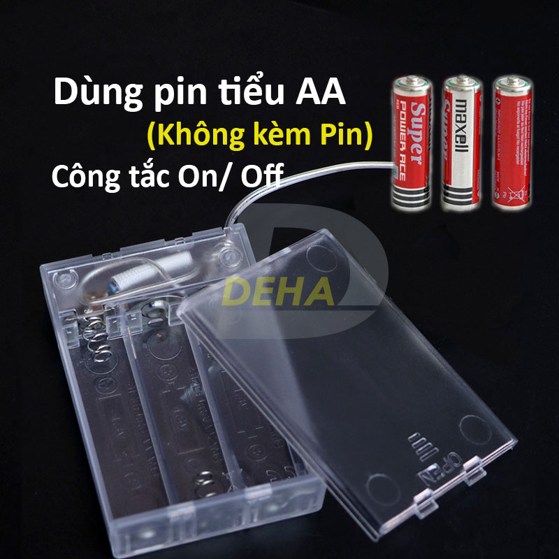 Dây đèn led bóng tròn bọt bi pha lê nguồn pin