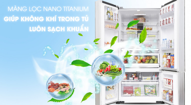 Kháng khuẩn, khử mùi với màng lọc Nano Titanium - Tủ lạnh Hitachi Inverter 640 lít WB800PGV5 GBK Kháng khuẩn, khử mùi với màng lọc Nano Titanium - Tủ lạnh Hitachi Inverter 640 lít WB800PGV5 GBK