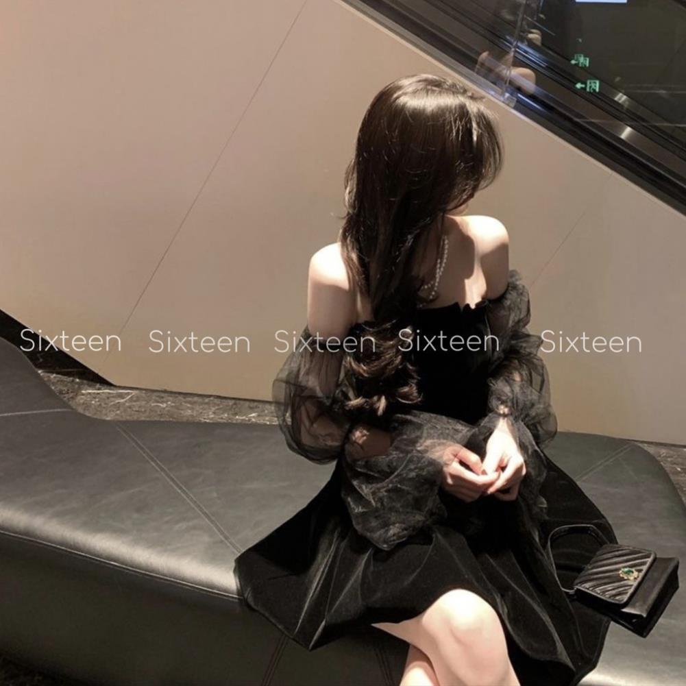 Đầm Nữ, Váy Nữ, Tay Phồng Dáng Xòe Hở Vai Quyến Rũ Phong Cách Hàn Quốc SIXTEEN. ! *
