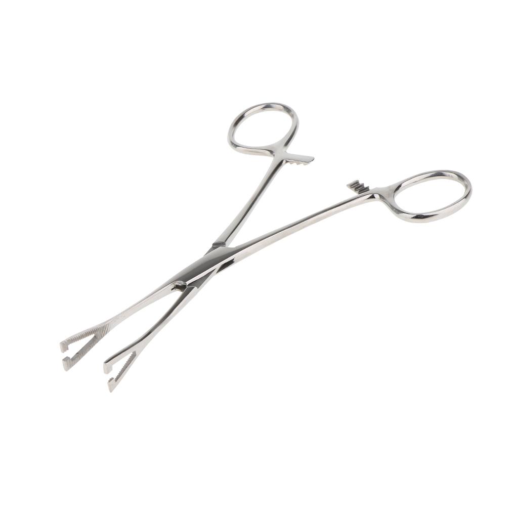 2pcs 6" Stainless Steel Slotted Triangle Forceps Body Piercing Septum Clamp