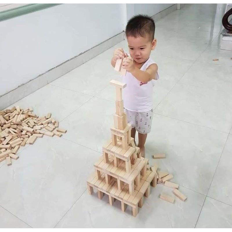 Bộ Rút Gỗ Loại To Và Xếp Hình Domino 2 in 1 - Cực Kỳ Thú Vị, Chất Liệu Gỗ Thông 100%.