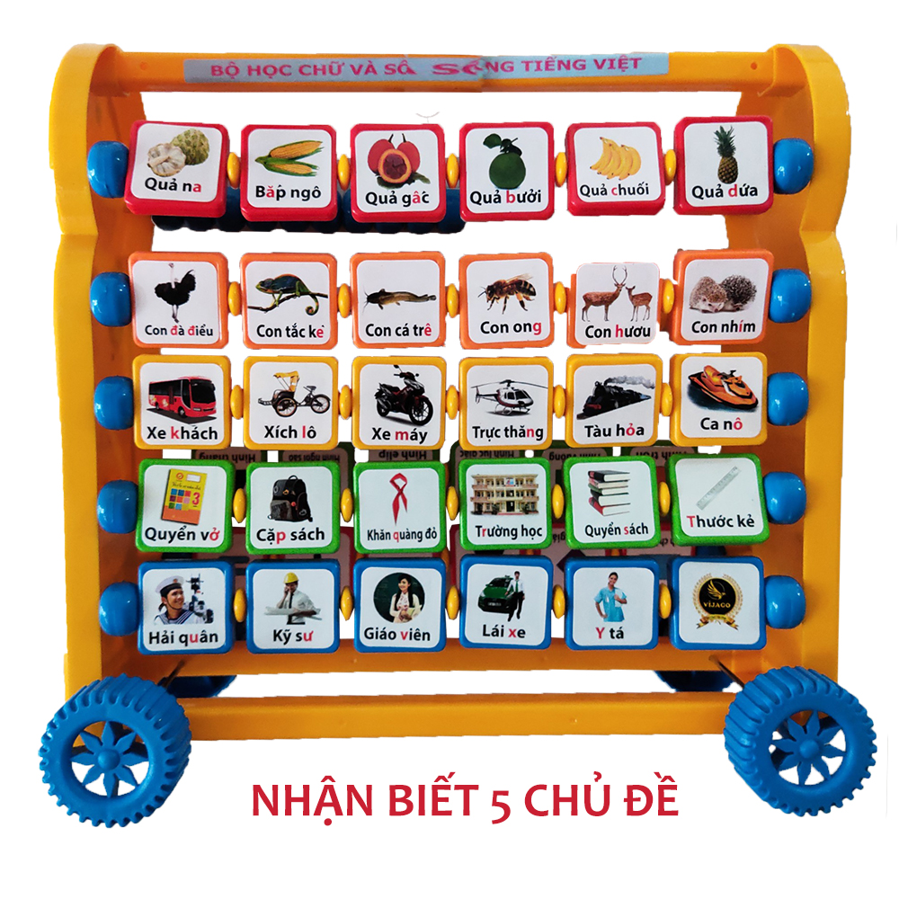 Đồ Chơi Kệ Học Vijago Gồm Chữ Cái, Chữ Số, Phương Tiện Giao Thông, 9 Chủ Đề Trong 1