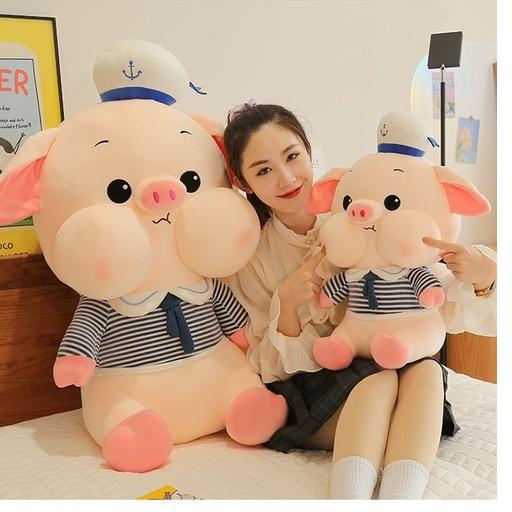 Gấu Bông Heo Thủy Thủ Má Bánh Bao Cute, Heo Bông Mặc Aó Sọc Dễ Thương