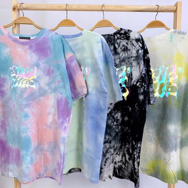 ÁO TIE DYE LOANG MÀU PHẢN QUANG 7 SẮC CẦU VỒNG SIÊU HOT