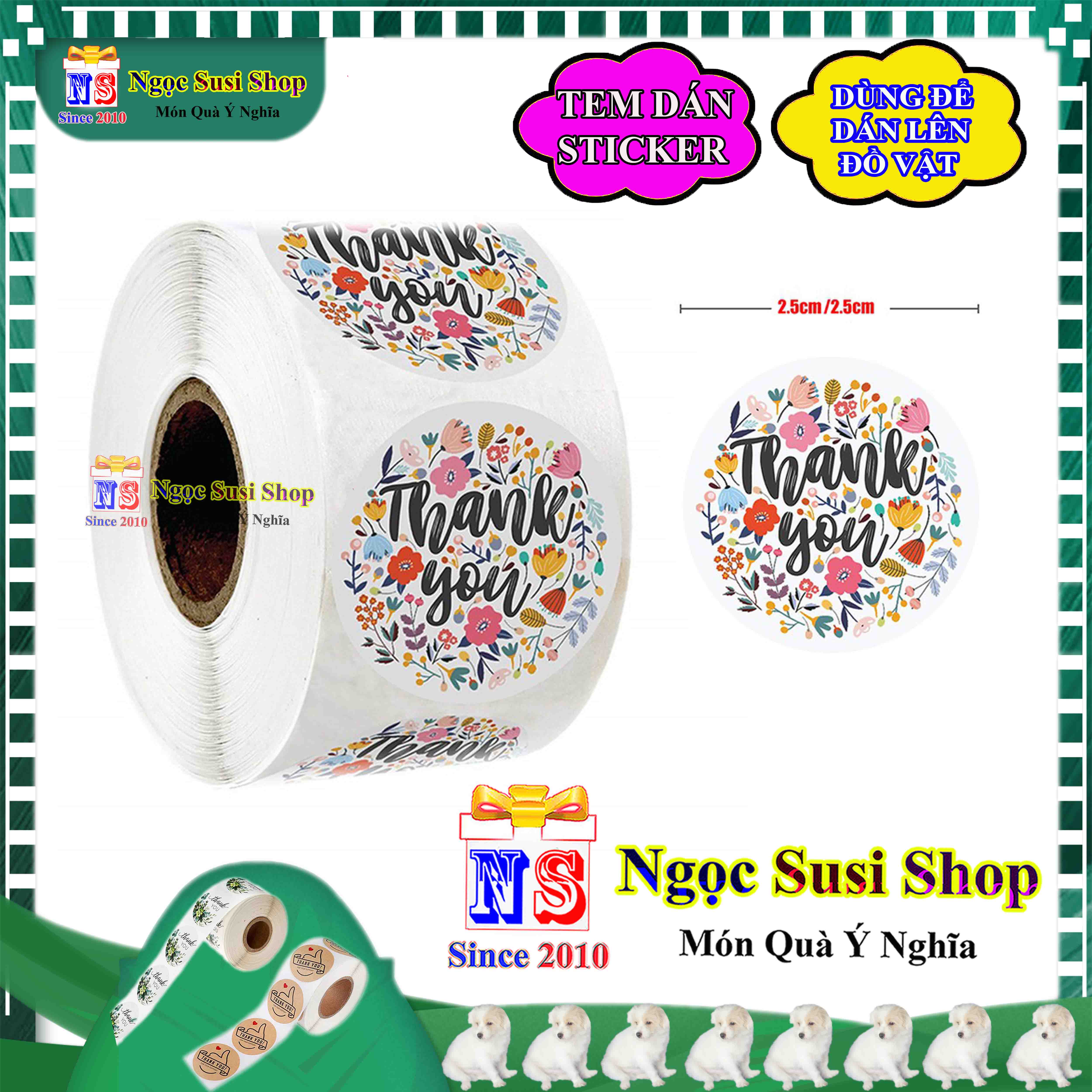 COMBO 50 TEM STICKER DECAL NHÃN DÁN THANK YOU CẢM ƠN  - GIAO NGẪU NHIÊN MẪU