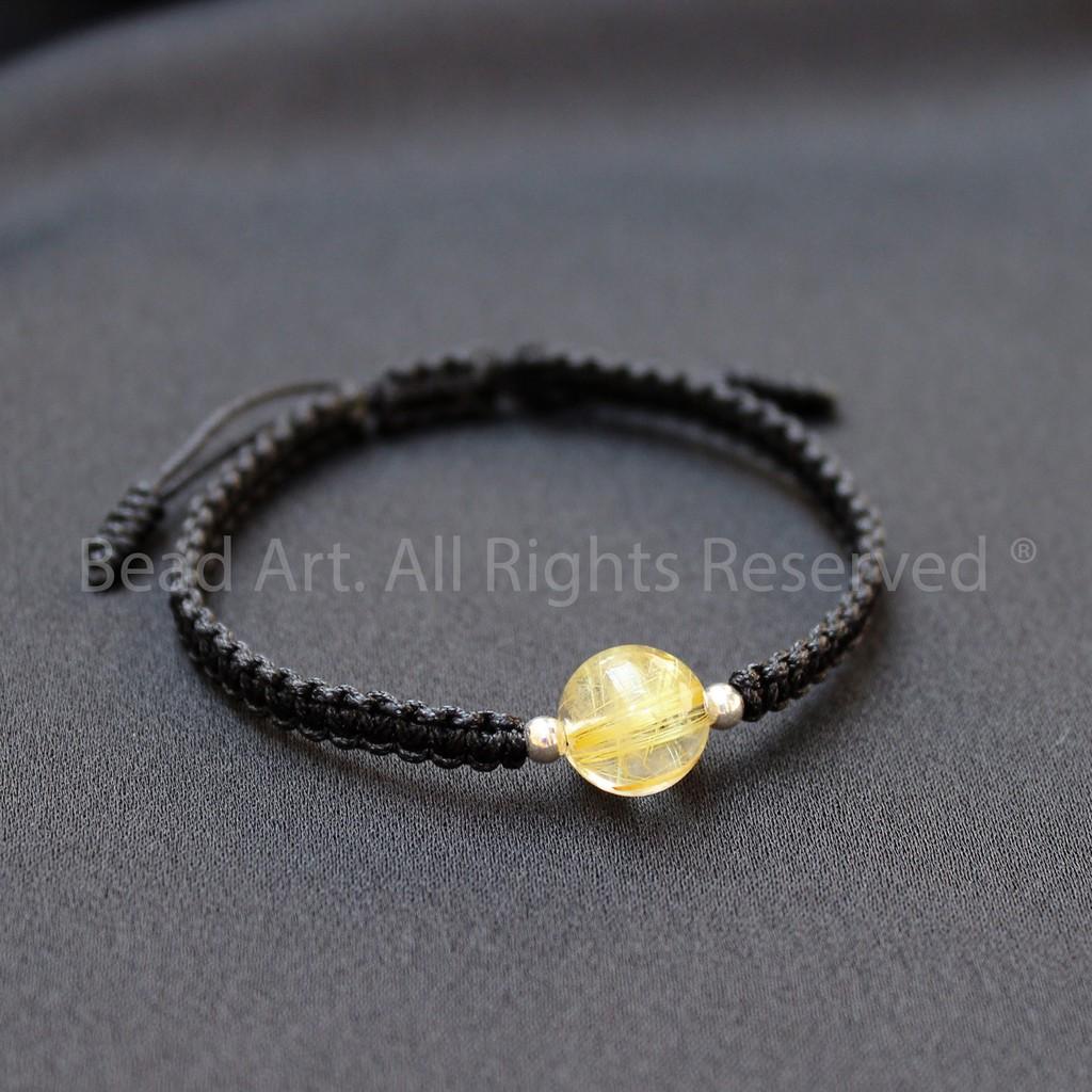Vòng Tay Thắt Dây Thạch Anh Tóc Vàng 9MM, Golden Rutilated Quartz Tự Nhiên Loại A, Mệnh Thổ, Kim, Vòng Tay Phong Thuỷ, Chuỗi Hạt - Bead Art