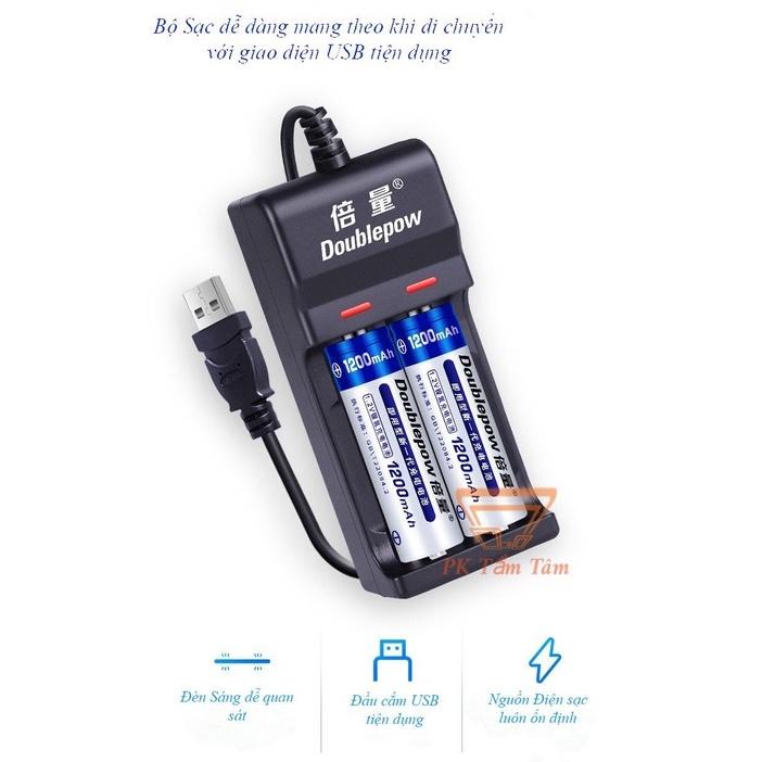 Bộ Sạc Pin AA, AAA DP-UK22 Kèm 2 Pin AA 1200mAh Doublepow Dung Lượng Thực