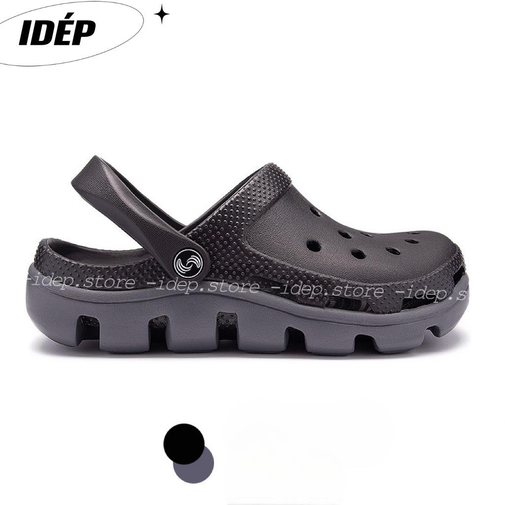 Dép Cross ĐEN unisex tặng 4 sticker SL013- Giày sục siêu nhẹ đi mưa IDEP
