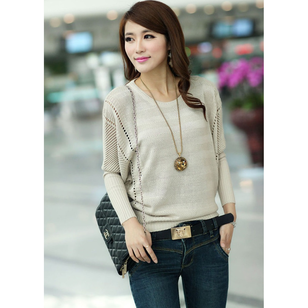 ÁO LEN NỮ TAY CÁNH DƠI - 07AQ90 Freesize Dưới 65kg