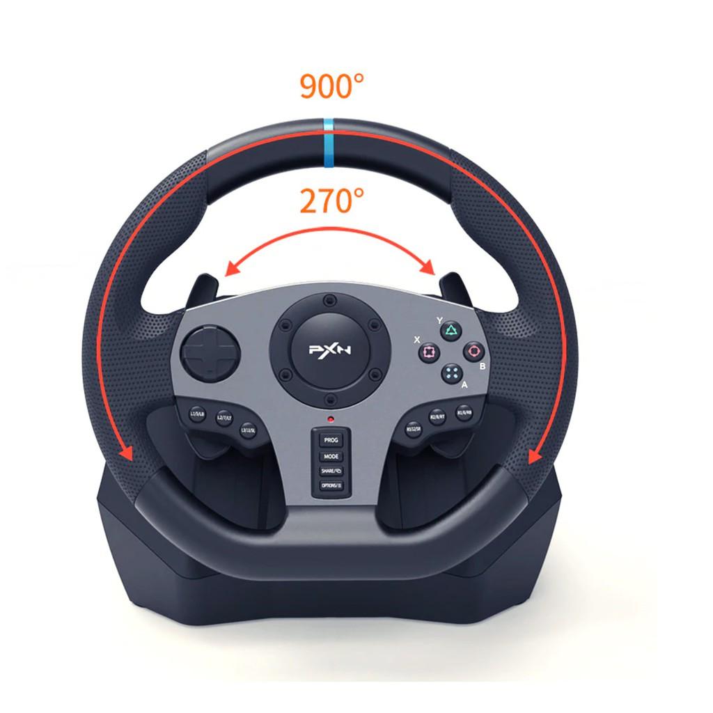 Vô lăng chơi game PXN V9 Gaming Racing Wheel - Vô lăng 270/900 độ , pedal chân côn , số sàn 7 cấp , Có RUNG - HÀNG CHÍNH HÃNG