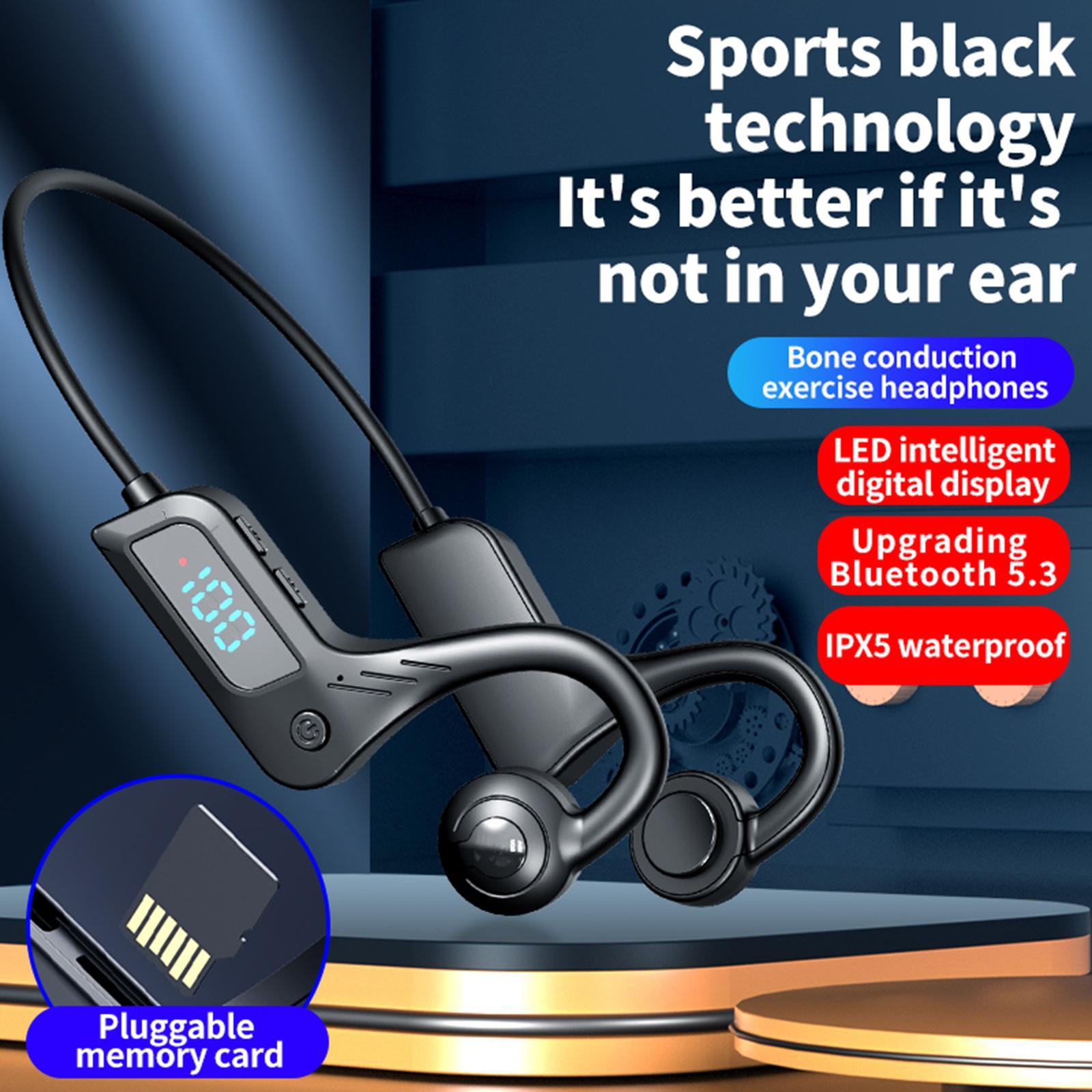 Open Ear Headphones Stereo Portable Ear Hook Headset for Travel Jogging Yoga