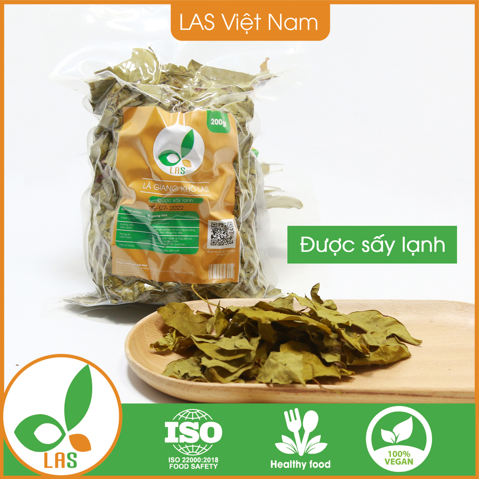 Lá giang khô sấy lạnh, đóng gói hút chân không - Gói 200gr, 500gr |  LAS Việt Nam