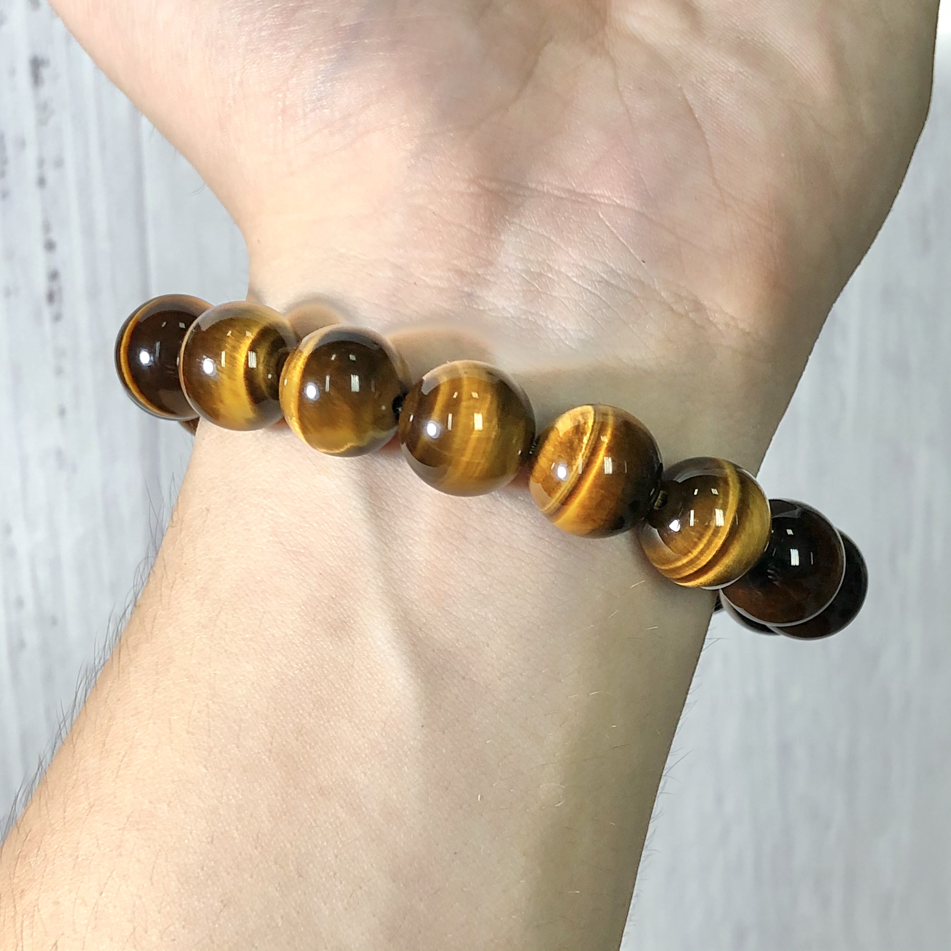 Vòng tay Thạch Anh Mắt Hổ vàng nâu 12mm mix tỳ hưu