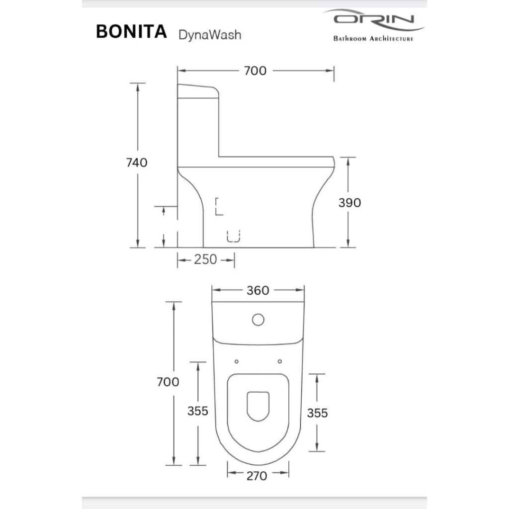 Bàn Cầu một khối nhập khẩu ORIN Bonita