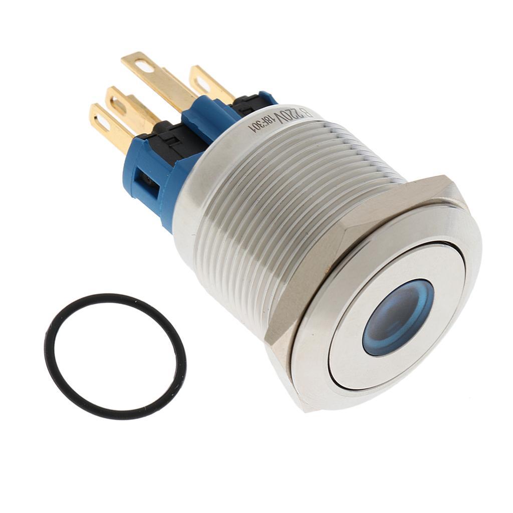 NEW 22mm Reset Self-locking Switch Stainless Steel Push Button Switch 220V
