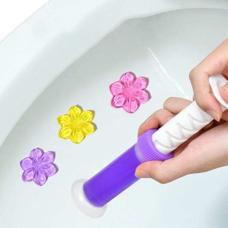 Gel thơm khử trùng bồn cầu gel khử mùi bồn cầu dạng thạch hình bông hoa với 6 mùi thơm cho toilet