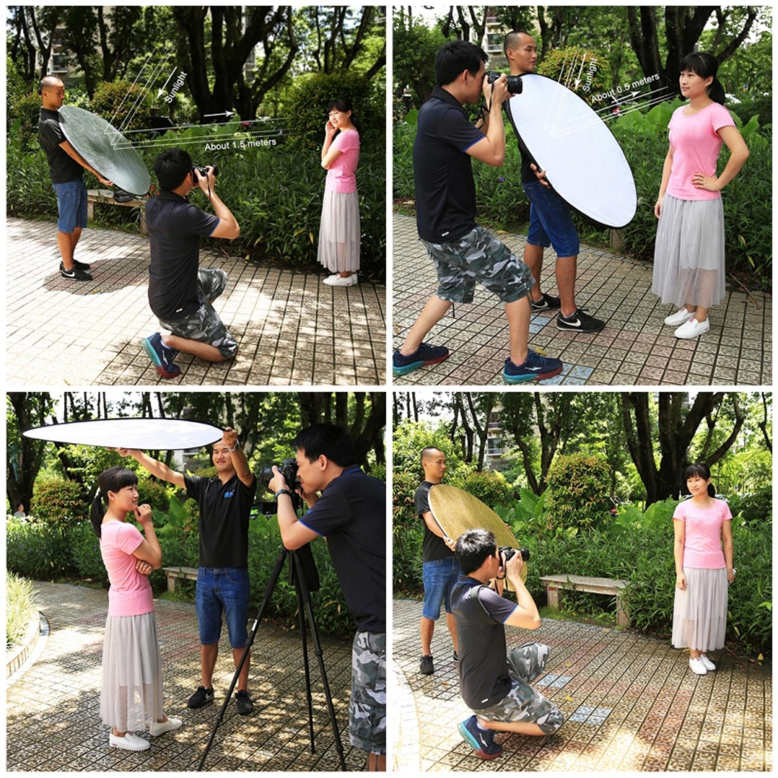 For PULUZ 5 in 1 Flexible 60/80/110cm Collapsible Photo Studio Background Round Translucent/Silver/Gold/White/Black Photography Reflector Set