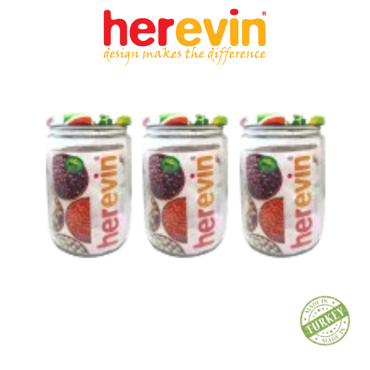 Bộ 3 Hũ Thủy Tinh Herevin Nắp Thiếc 660ml - HEHU332367-811