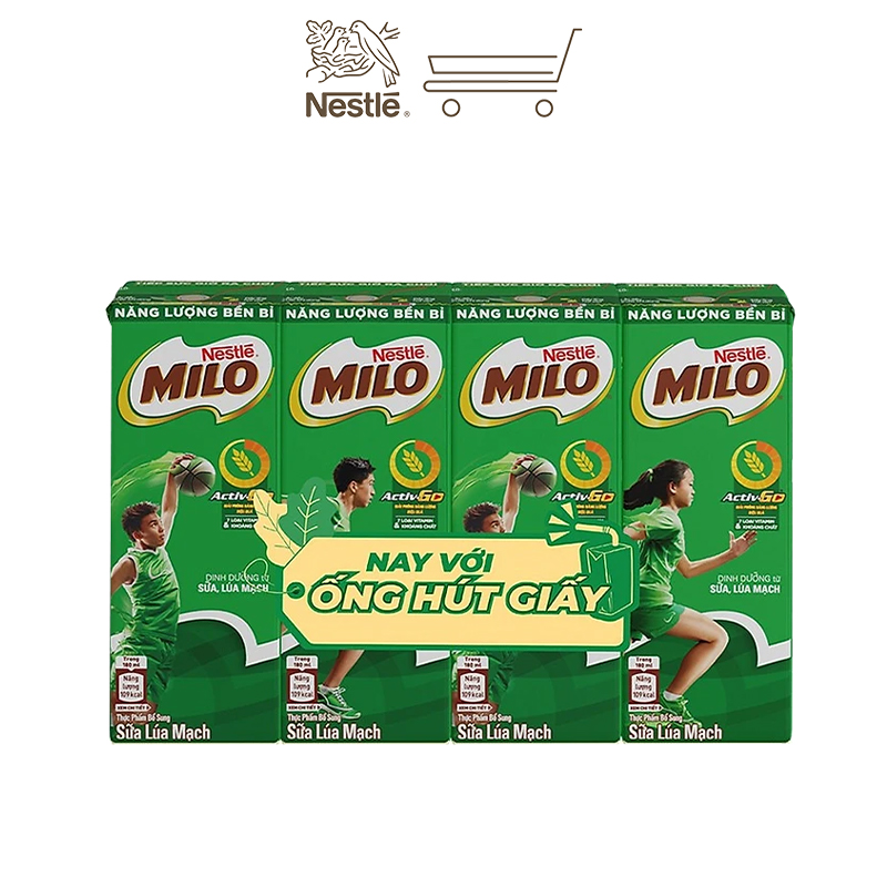 Sữa lúa mạch Nestlé MILO thùng 48 hộp x 180ml (12x4x180ml)