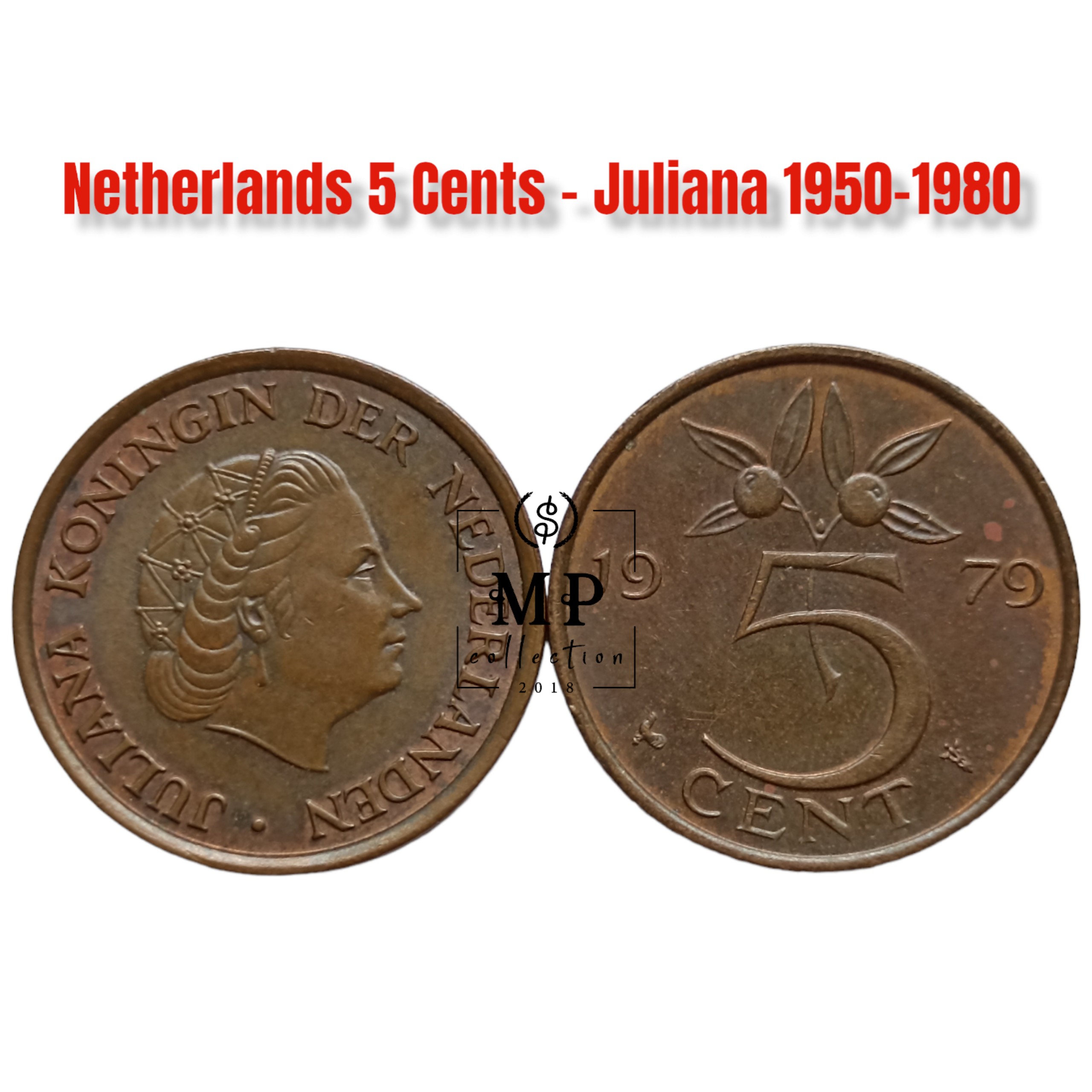 Đồng xu Netherlands 5 Cents hình ảnh Juliana 1950-1980