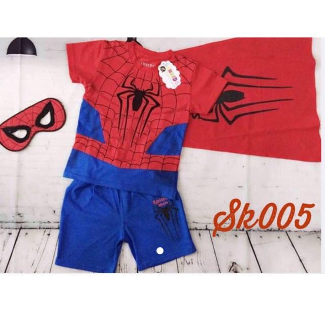 Bộ đồ siêu nhân nhện ngắn spider man Samkids (có bảng size hình cuối)