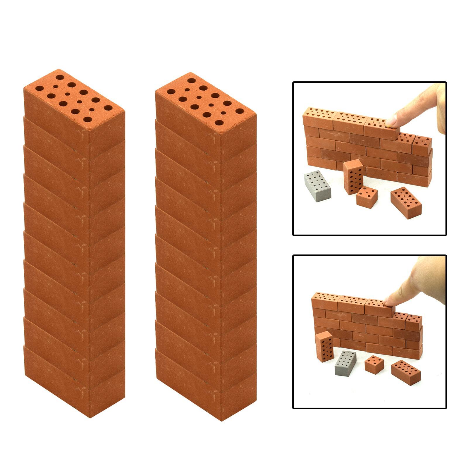 20x Miniature Bricks for Dolls Garden DIY Red