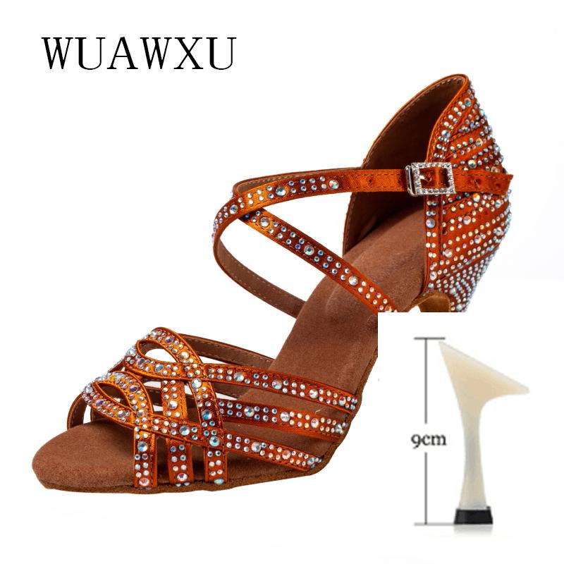 Giày khiêu vũ Latin Natasha Giày khiêu vũ đen Giày khiêu vũ chuyên nghiệp giày rhinestone Latin Dance Shoes Giày khiêu vũ dành cho người lớn Color: Black 5cm Shoe Size: 4.5