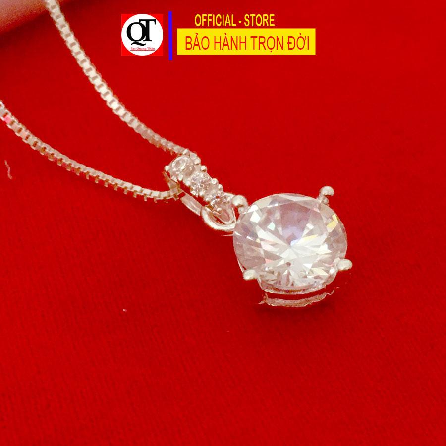 Dây chuyền nữ bạc ta mặt dây nữ thiết kế đơn giản gắn đá kim cương nhân tạo 8ly trang sức Bạc Quang Thản.