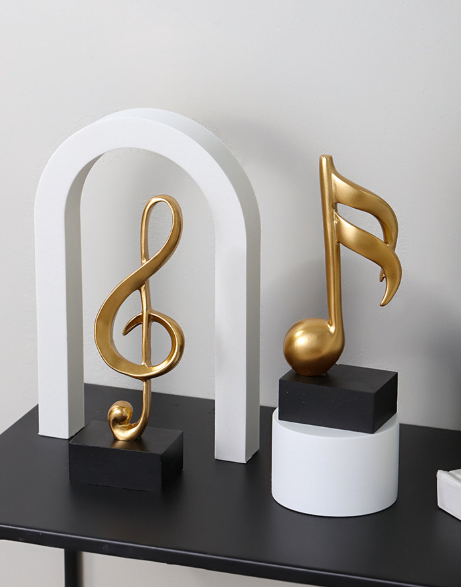 Mô hình 3 nốt nhạc, khoá sol mạ đồng trang trí đàn Piano, đồ decor trang trí nội thất tủ kệ , bàn làm việc - Hàng chính hãng