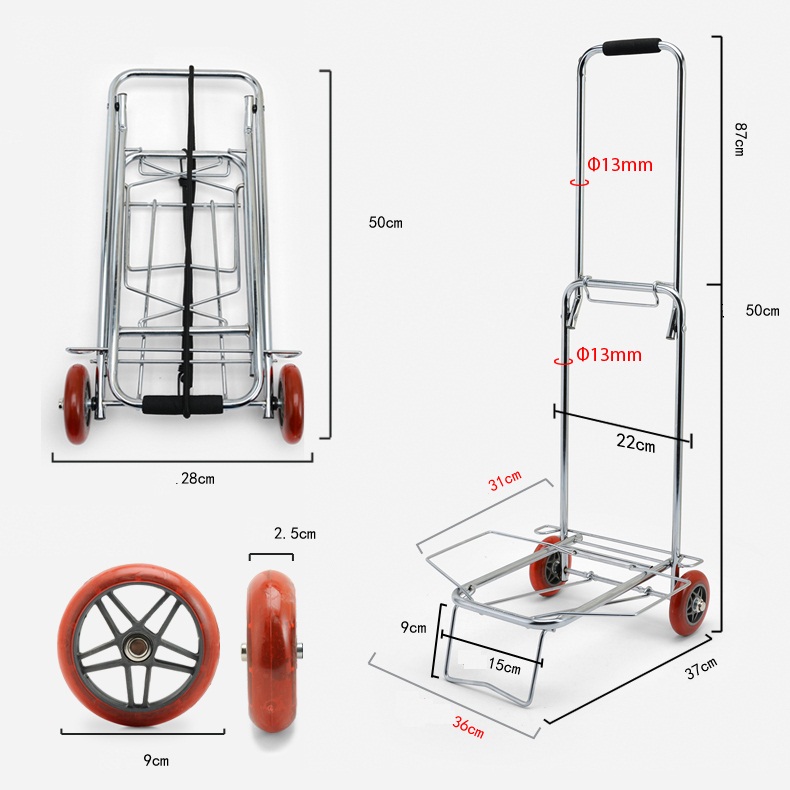 Xe kéo đi chợ gấp gọn tiện dụng hàng inox dày đẹp